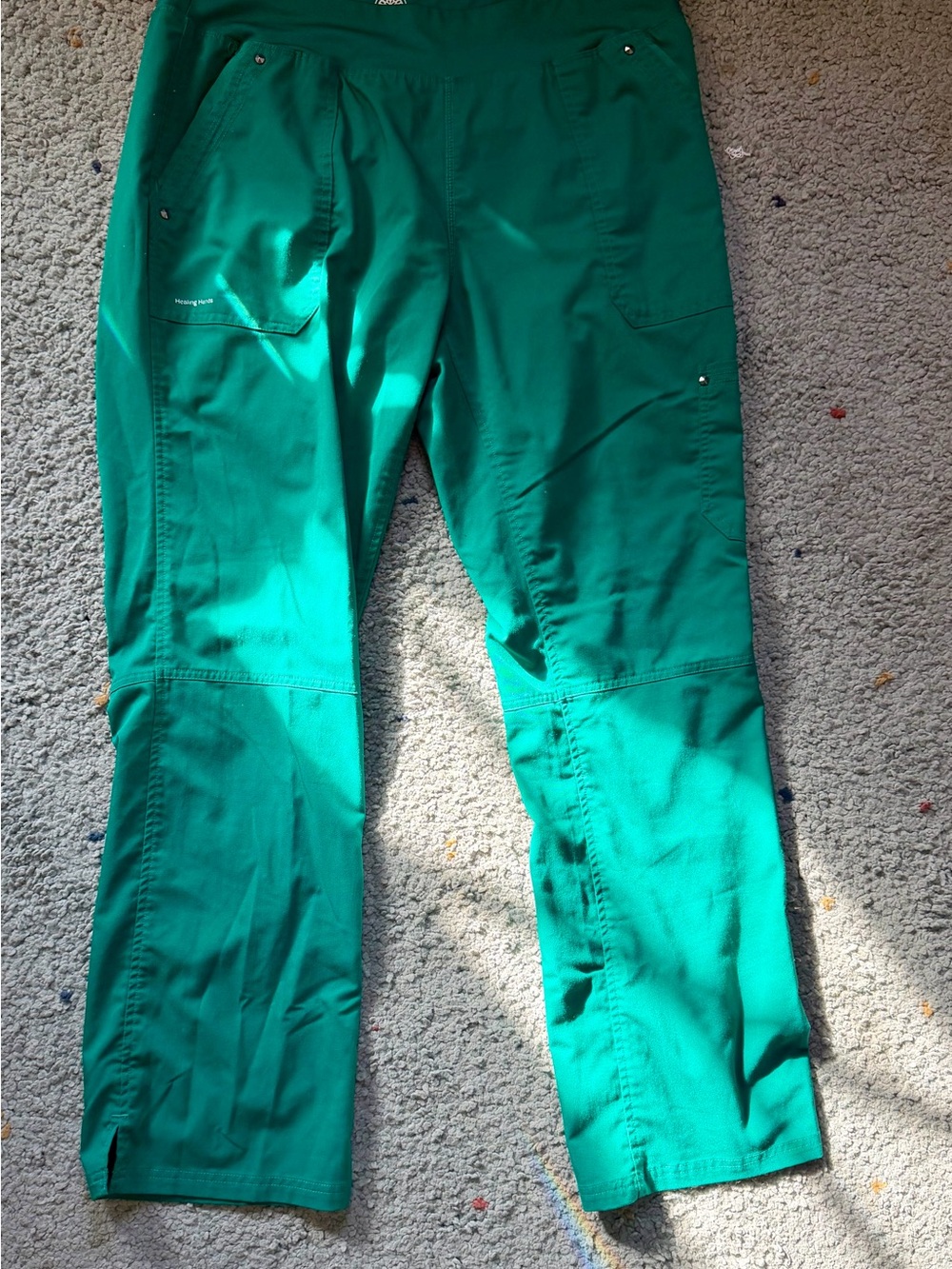 healing hands Teal-Green Straight Leg Cargo Scrub Pants